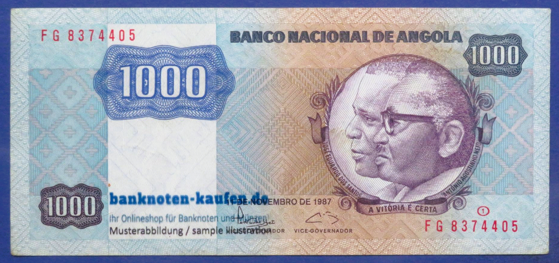 Angola, 1.000 Kwanzas, 1987, gebraucht (USED/ XF), P-121b