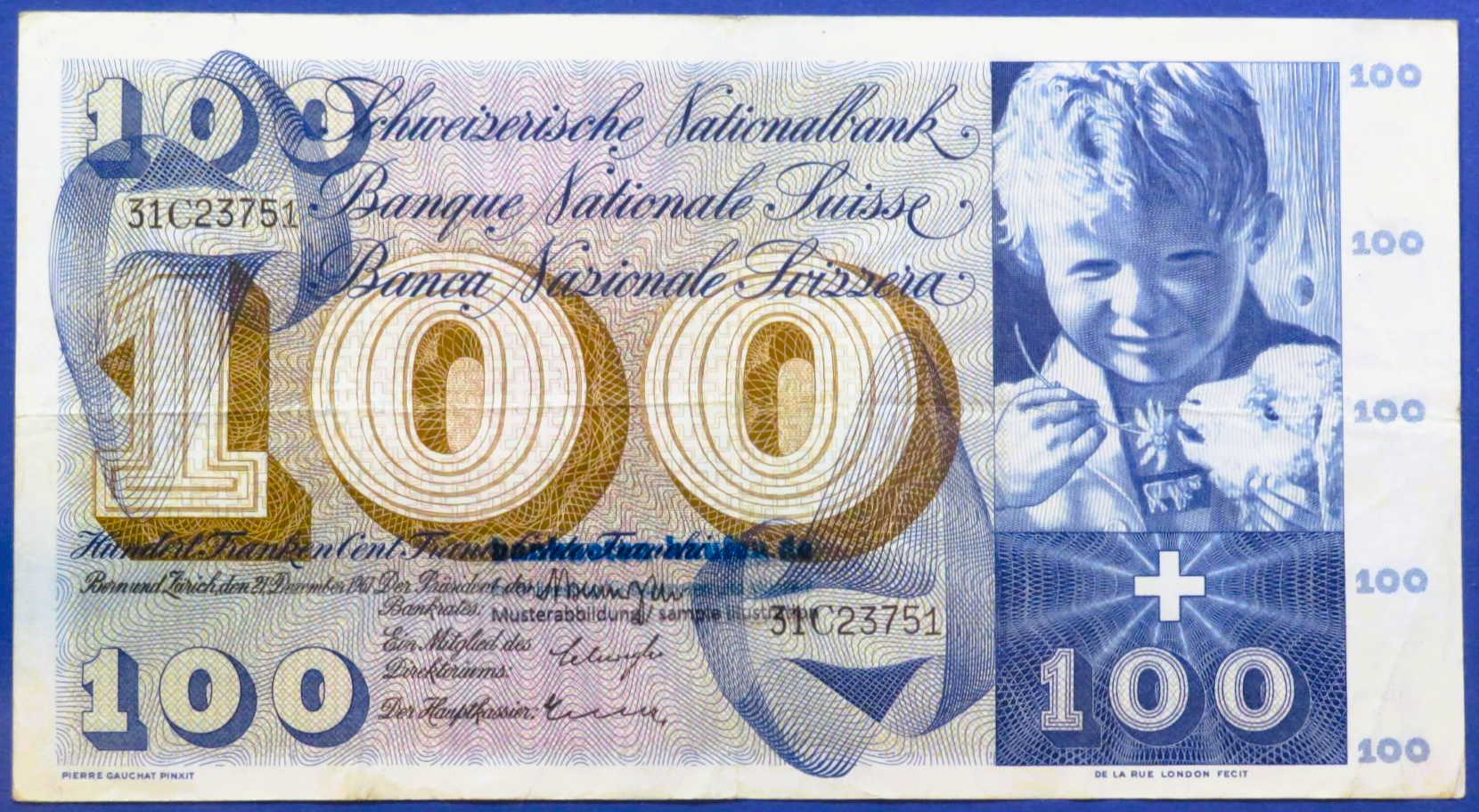 Switzerland, 100 Franken, 1961, circulated (USED / VF), P-49d