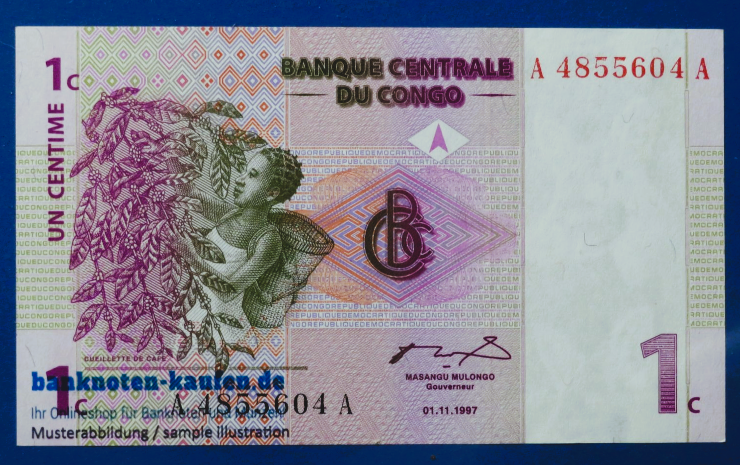 Congo D.R., 1 Centime, 1997, uncirculated (UNC), P-80