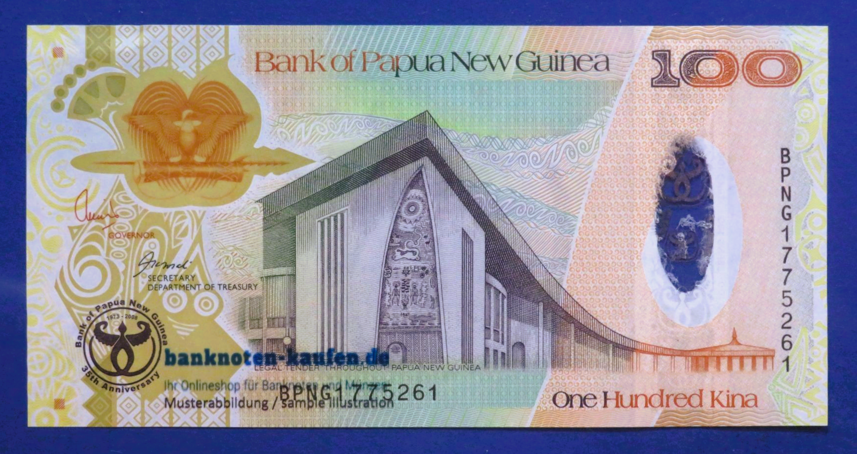 Papua New Guinea, 100 Kina, 2008, uncirculated (UNC), Commemorative issue, P-37
