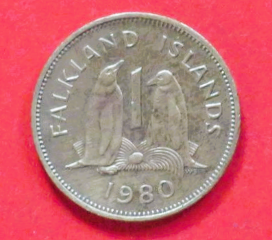 Falkland Inseln: 1 Penny, 1980, gebraucht (used / ss), # 2