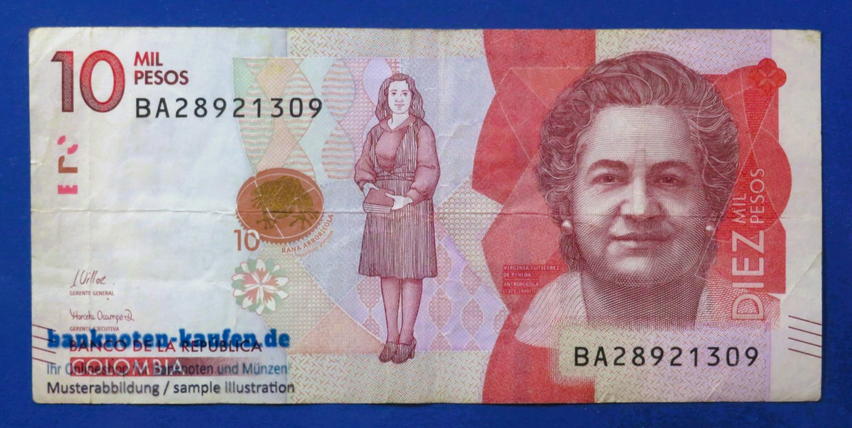 Colombia - 10,000 Pesos, 2021, circulated (USED / VF), P-460g