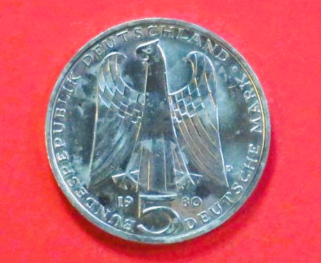Germany, Federal Republic: 5 Deutsche Mark, 1980, circulated (used / vf), Commemorative issue, # 152