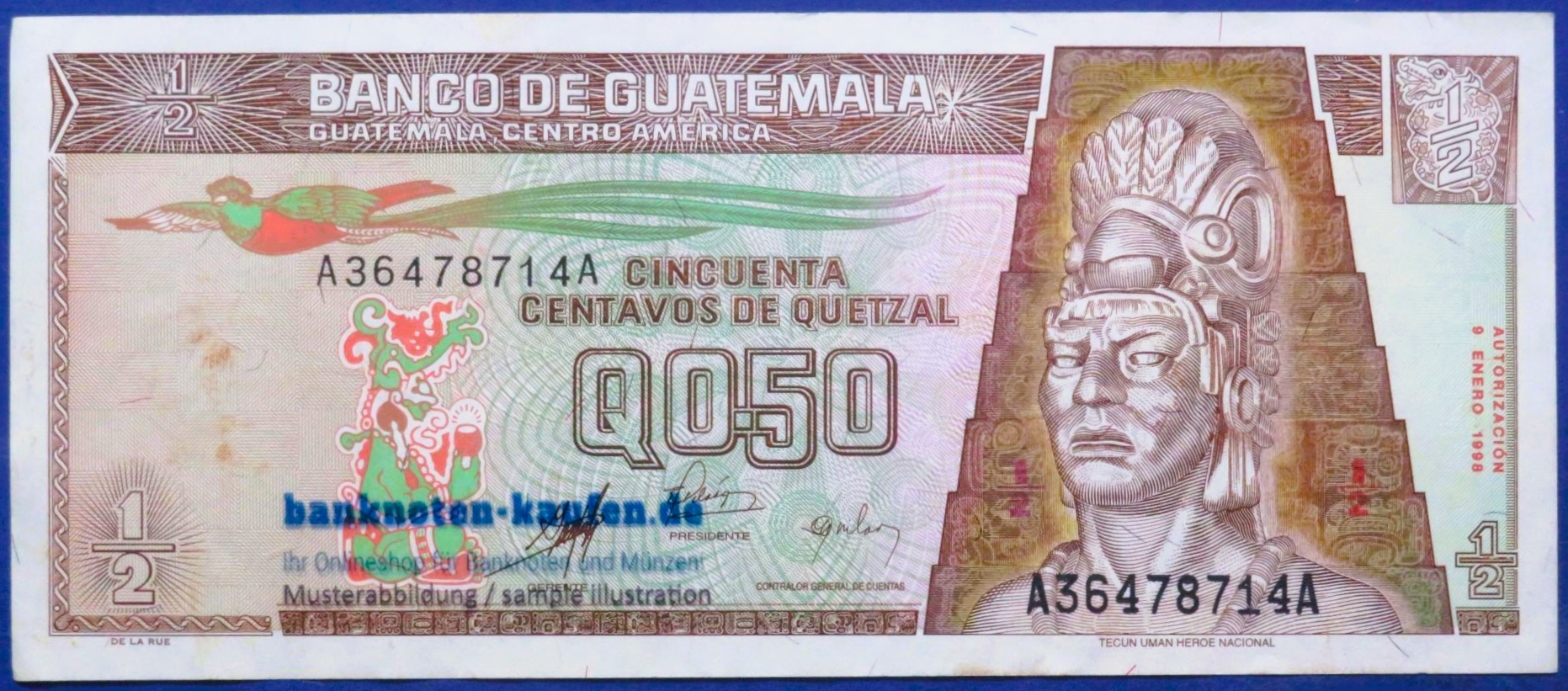 Guatemala, ½ Quetzal, 1998, gebraucht (USED / VF+), P-98