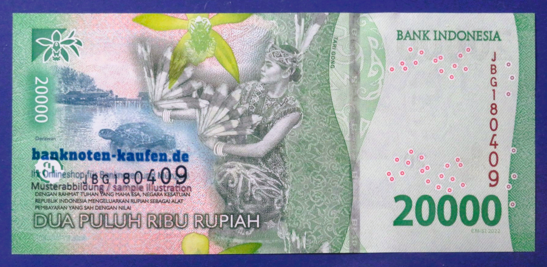 Indonesien, 20.000 Rupiah, 2022, kassenfrisch (UNC)