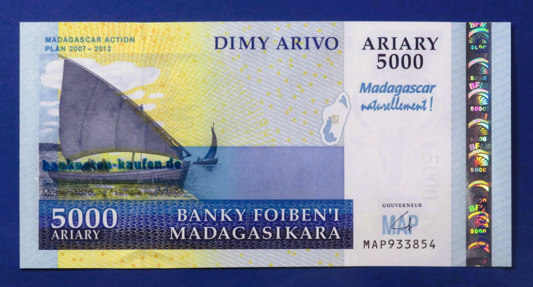 Madagaskar, 5.000 Ariary, 2007, kassenfrisch (UNC), Gedenkausgabe, P-94