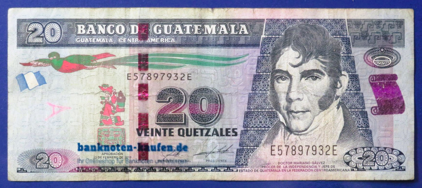 Guatemala, 20 Quetzales, 2019, circulated (USED / F)