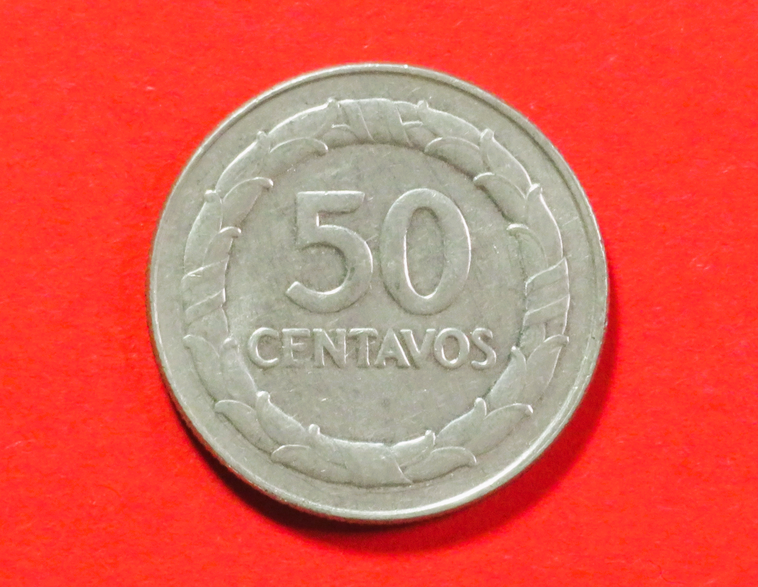 Colombia:  50 Centavos, 1967-1969, circulated (used / vf), # 31