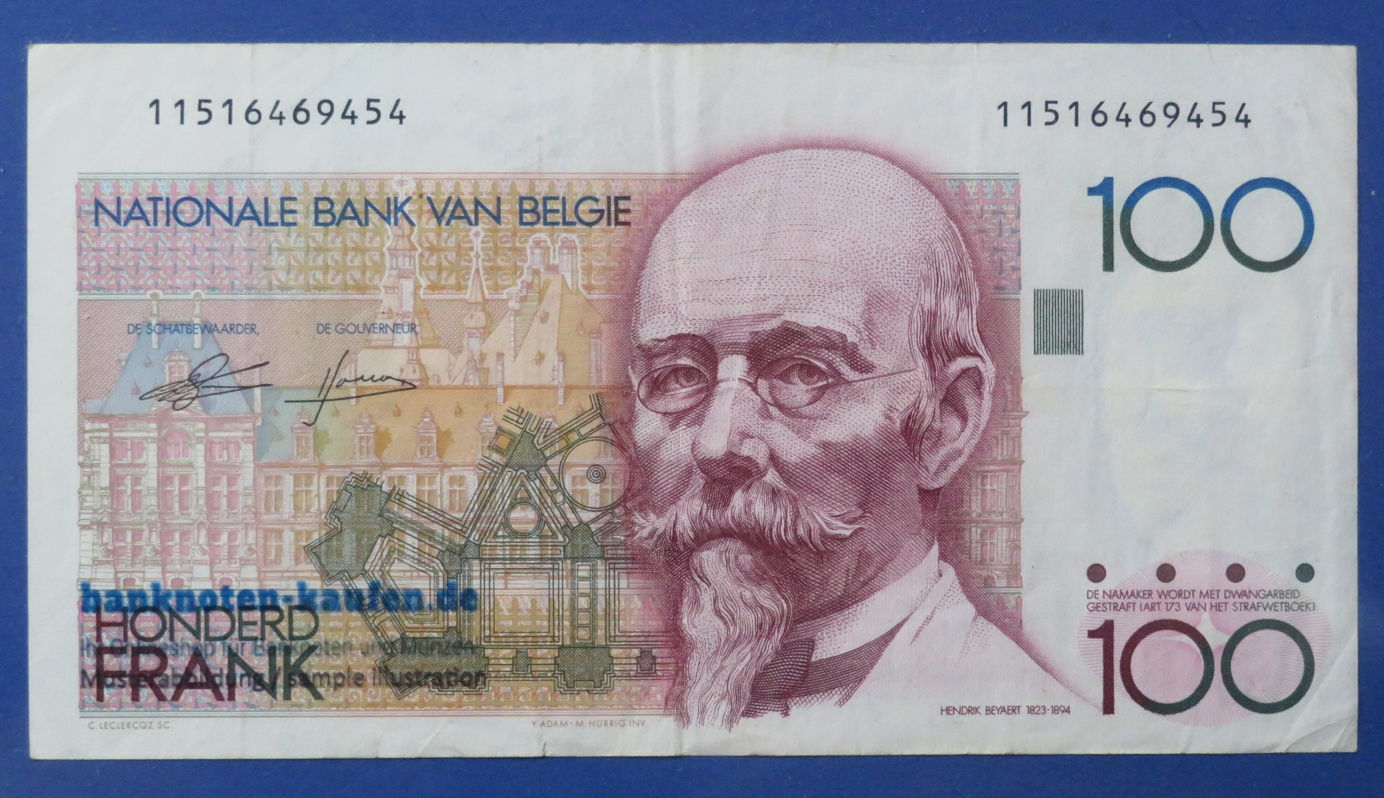 Belgium, 100 Francs, 1982-94ND, circulated (USED / VF), P-142