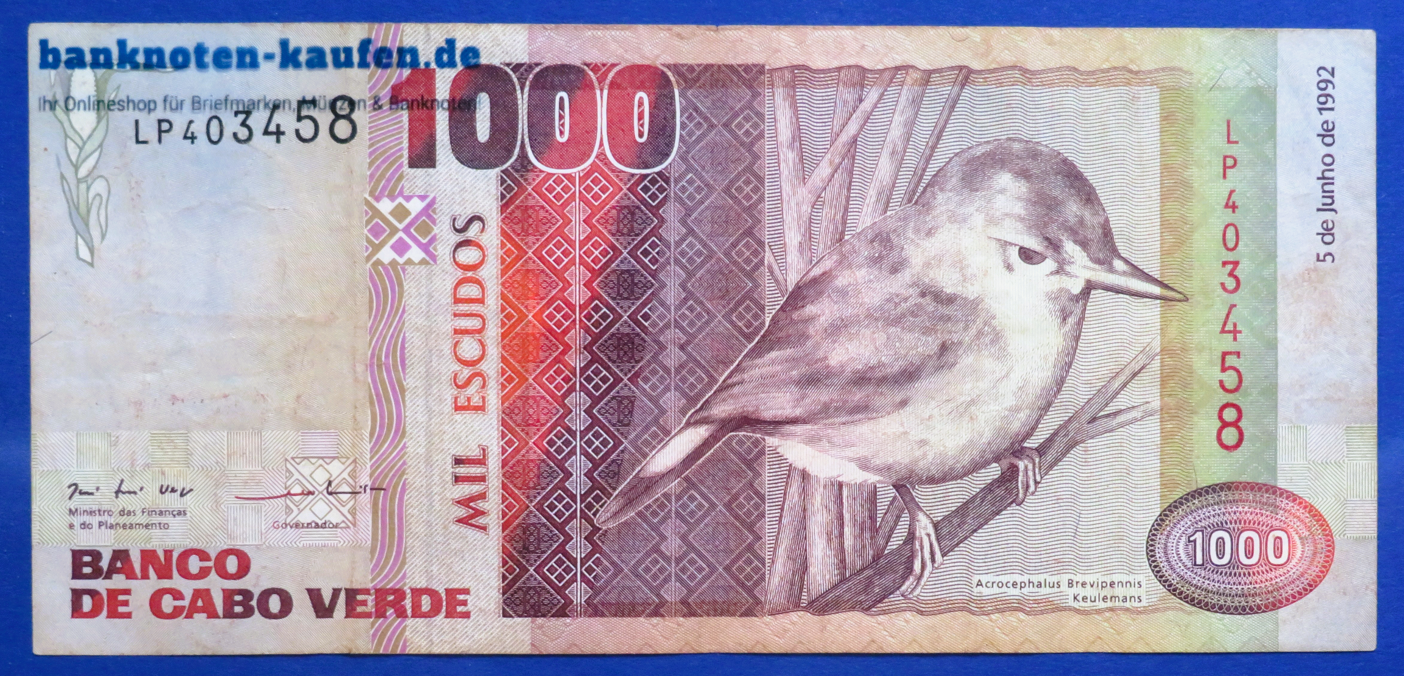 Kap Verde, 1.000 Escudos, 1992, gebraucht (USED / VF-), P-65a