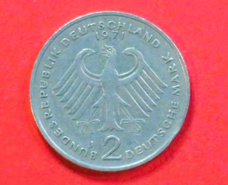 Bundesrepublik Deutschland: 2 Deutsche Mark, 1969-1987, gebraucht (used / ss), # 124