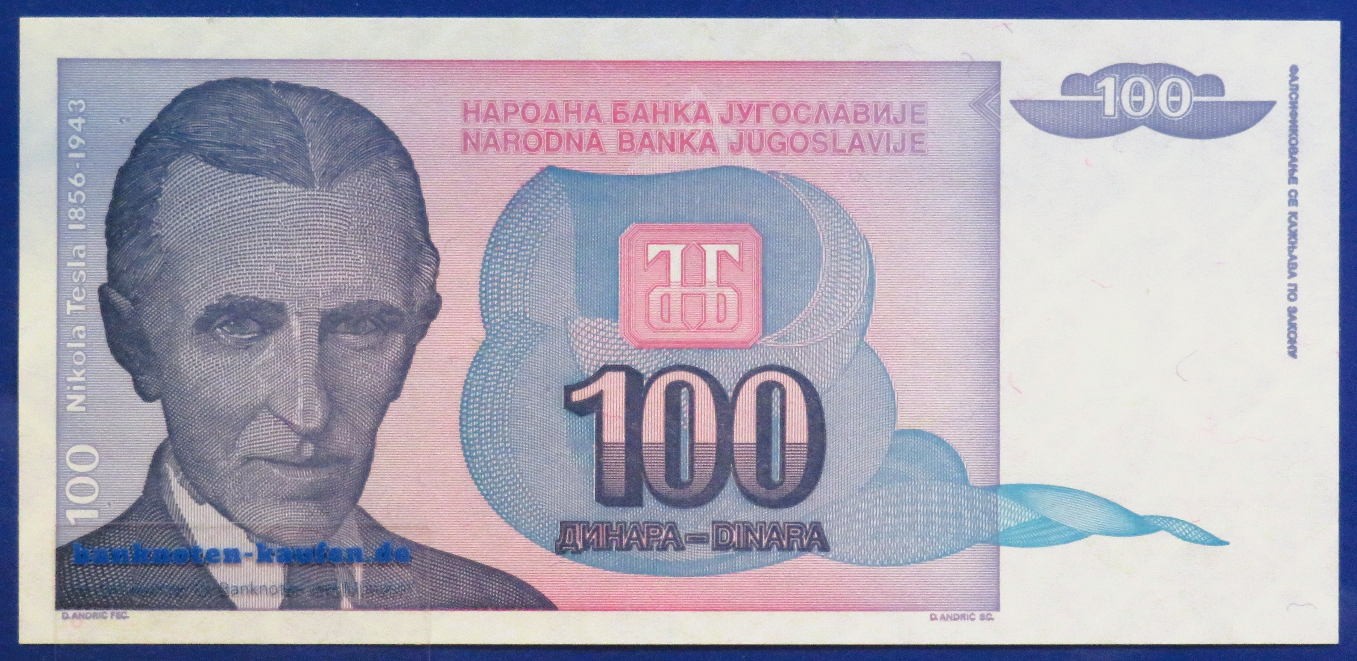 Jugoslawien, 100 Dinara, 1994, kassenfrisch (UNC), P-139