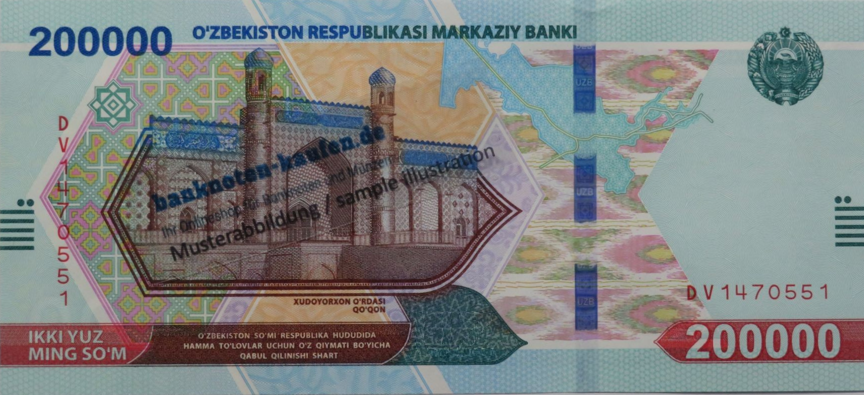 Uzbekistan - 200,000 Som, 2022, uncirculated (UNC)