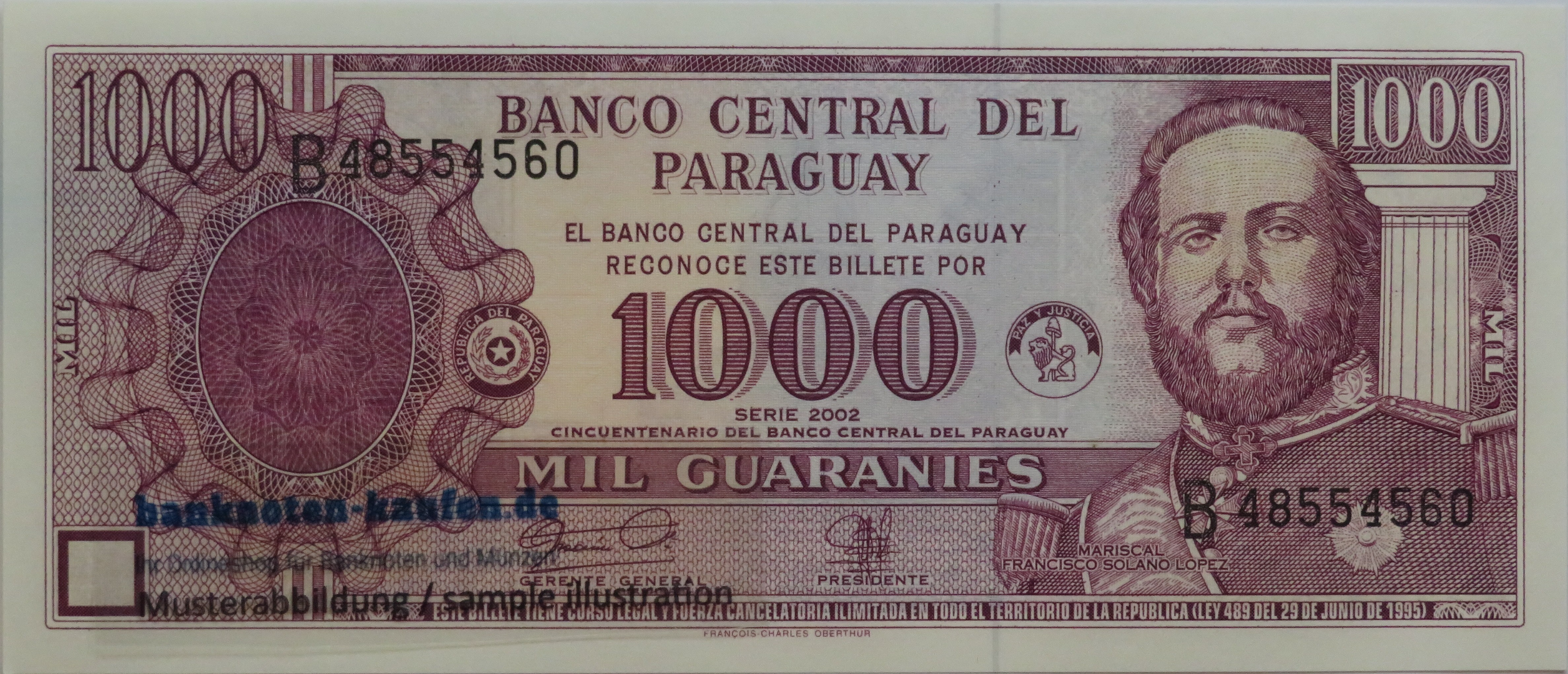 Paraguay - 1,000 Guaranies, 2002, uncirculated (UNC), P-221