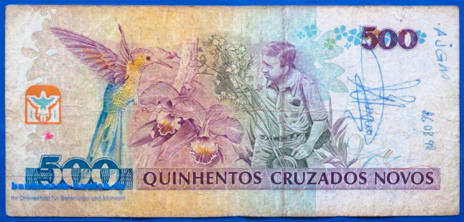 Brasilien, 500 Cruzeiros auf 500 Cruzados novos, ND (1990), gebraucht (USED / G), P-226b