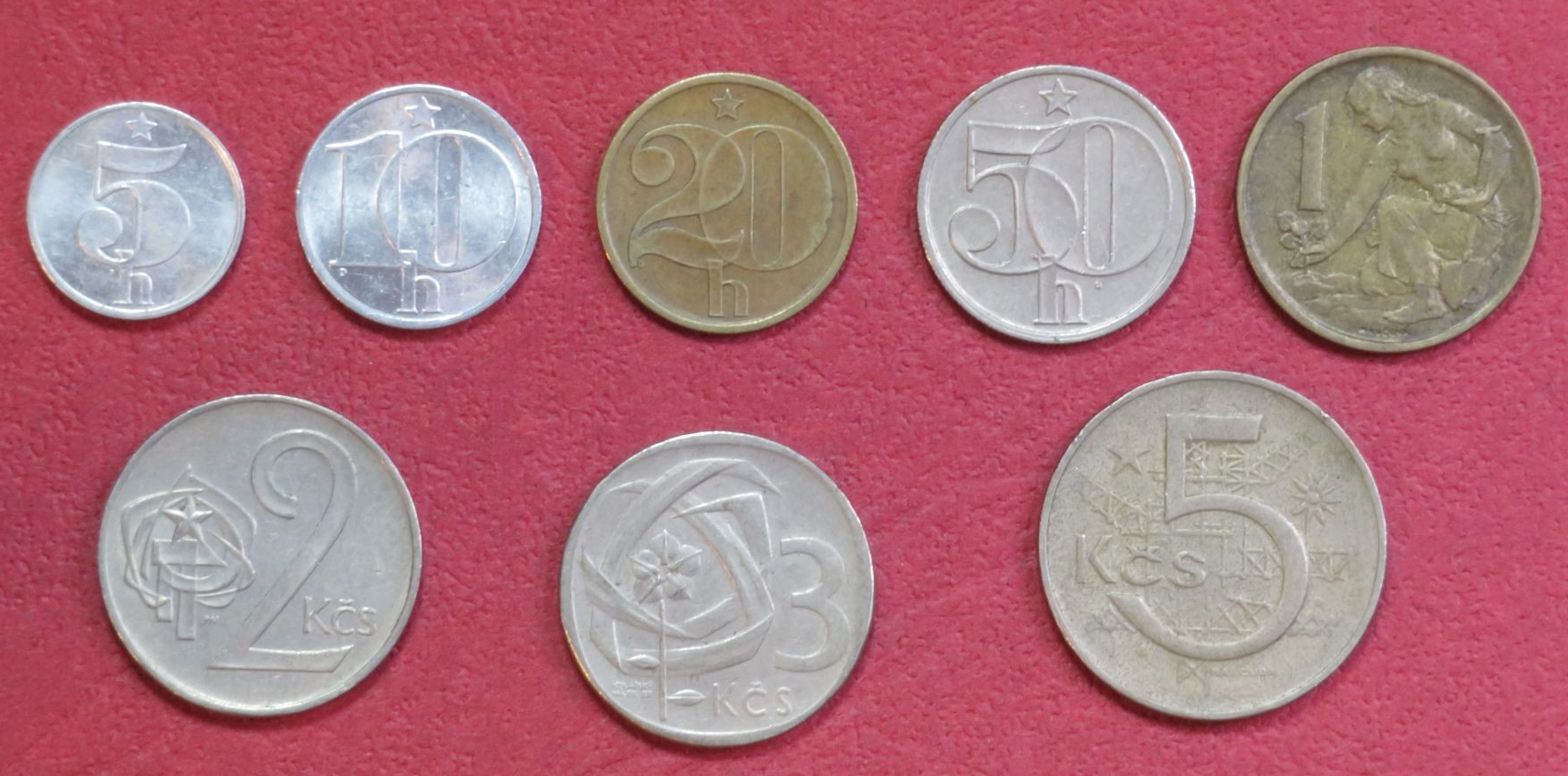 Czechoslovakia - Set 2: set of 8 coins, 0,05-5 Korun, 1961-1990, circulated (USED) 