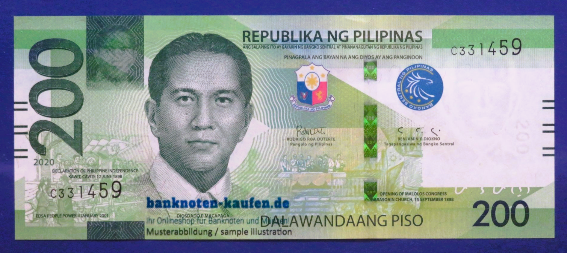 Philippinen, 200 Piso, 2020, kassenfrisch (UNC), P-226