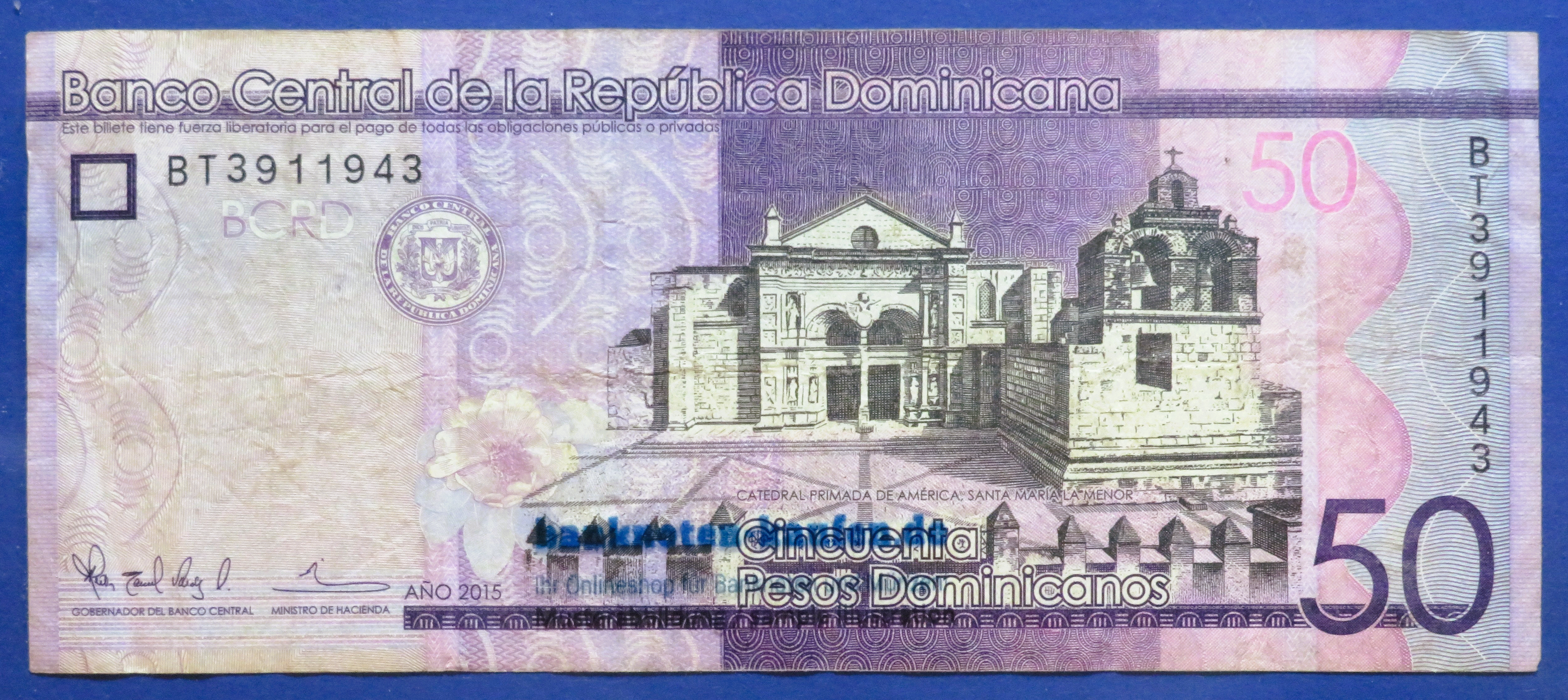Dominican Republic, 50 Pesos Dominicanos, 2015, circulated (USED / F), P-189b