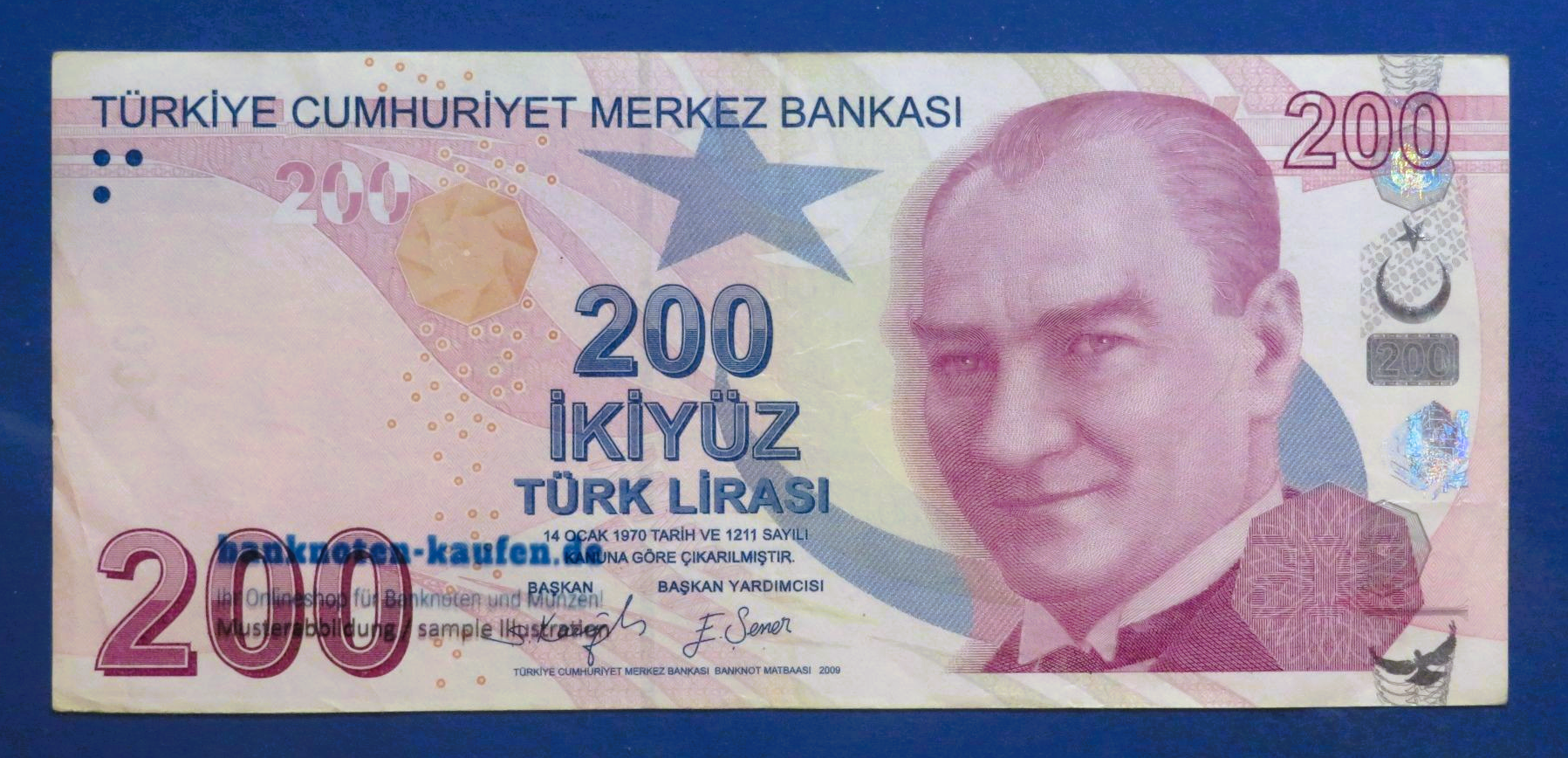 Türkei, 200 Lira, 2009, gebraucht (USED / VF), P-227