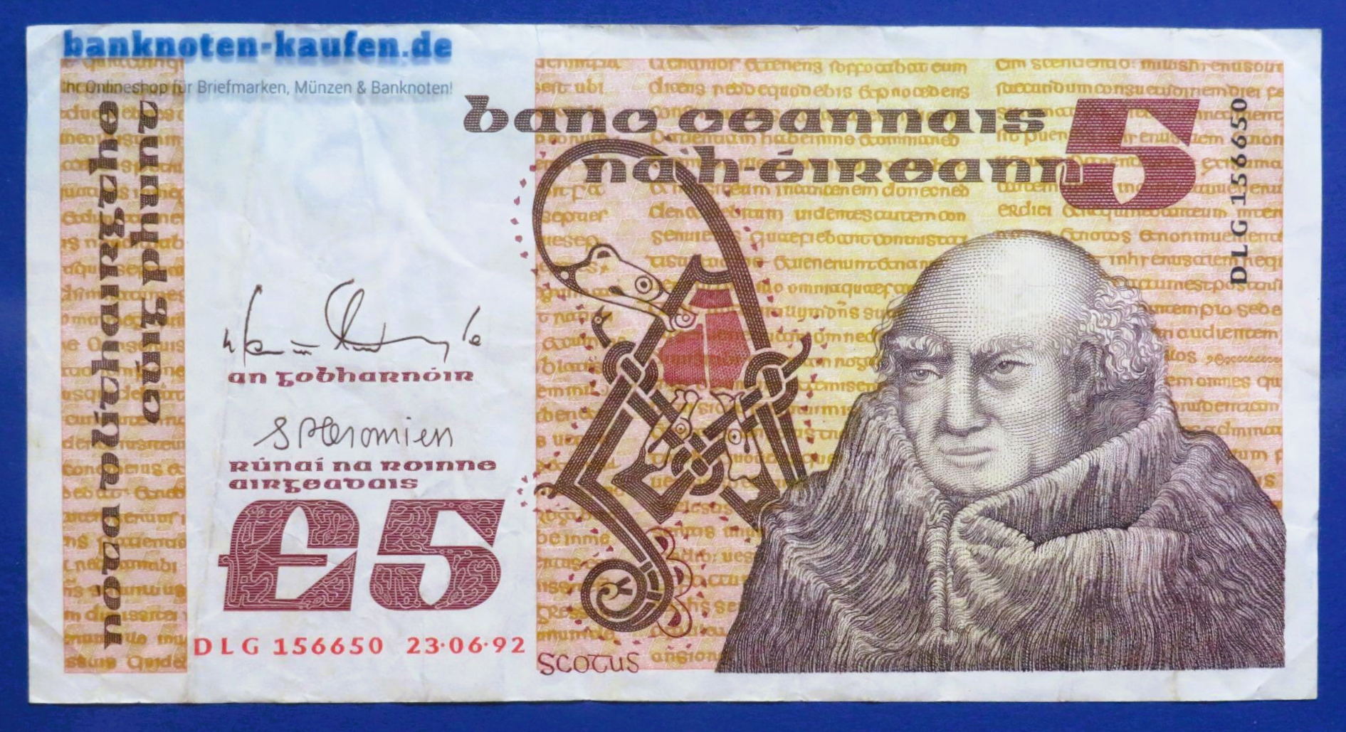 Ireland, 5 Pounds, 1992, circulated (USED / VF), P-71e