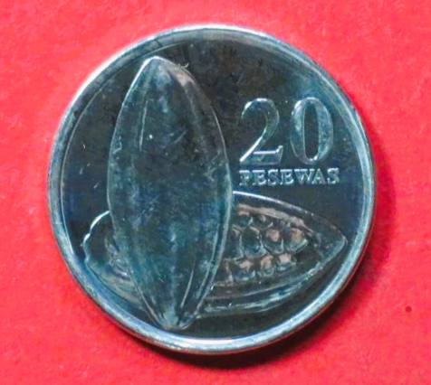 Ghana: 20 Pesewas, 2007+, gebraucht (used / ss-vz), # 39
