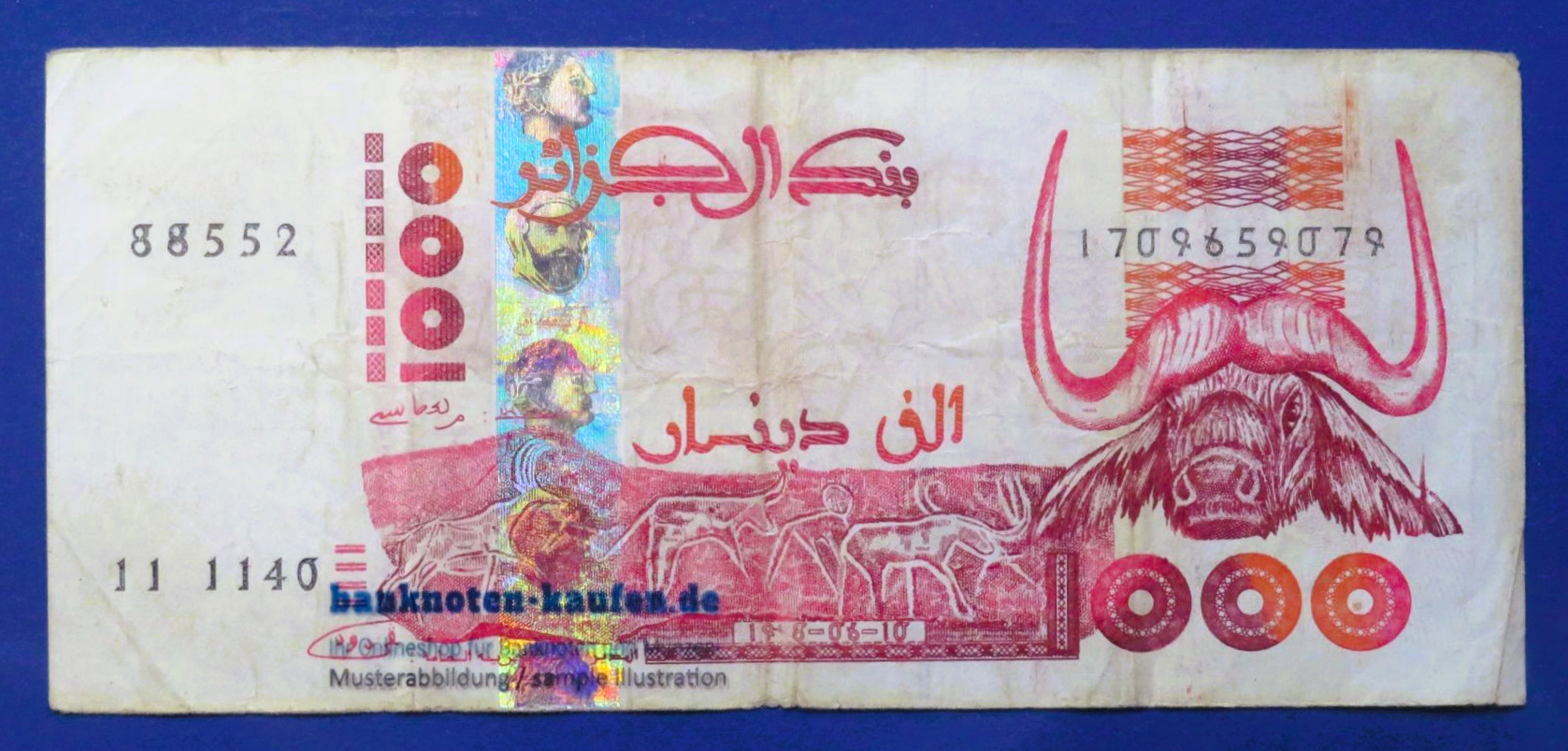 Algeria - 1,000 Dinars, 1998, circulated (USED / F), P-142
