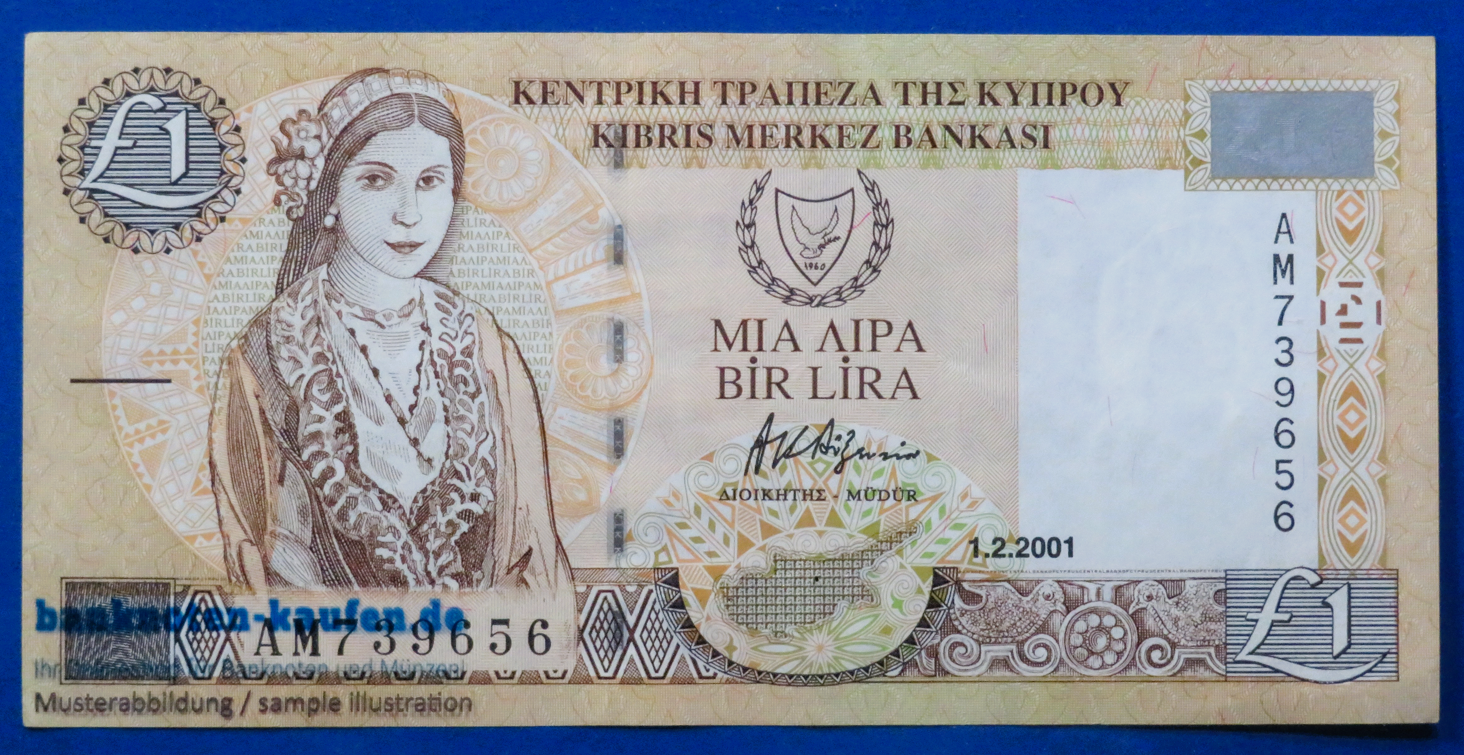 Cyprus, 1 Pound, 2001, circulated (USED / XF), P-60c