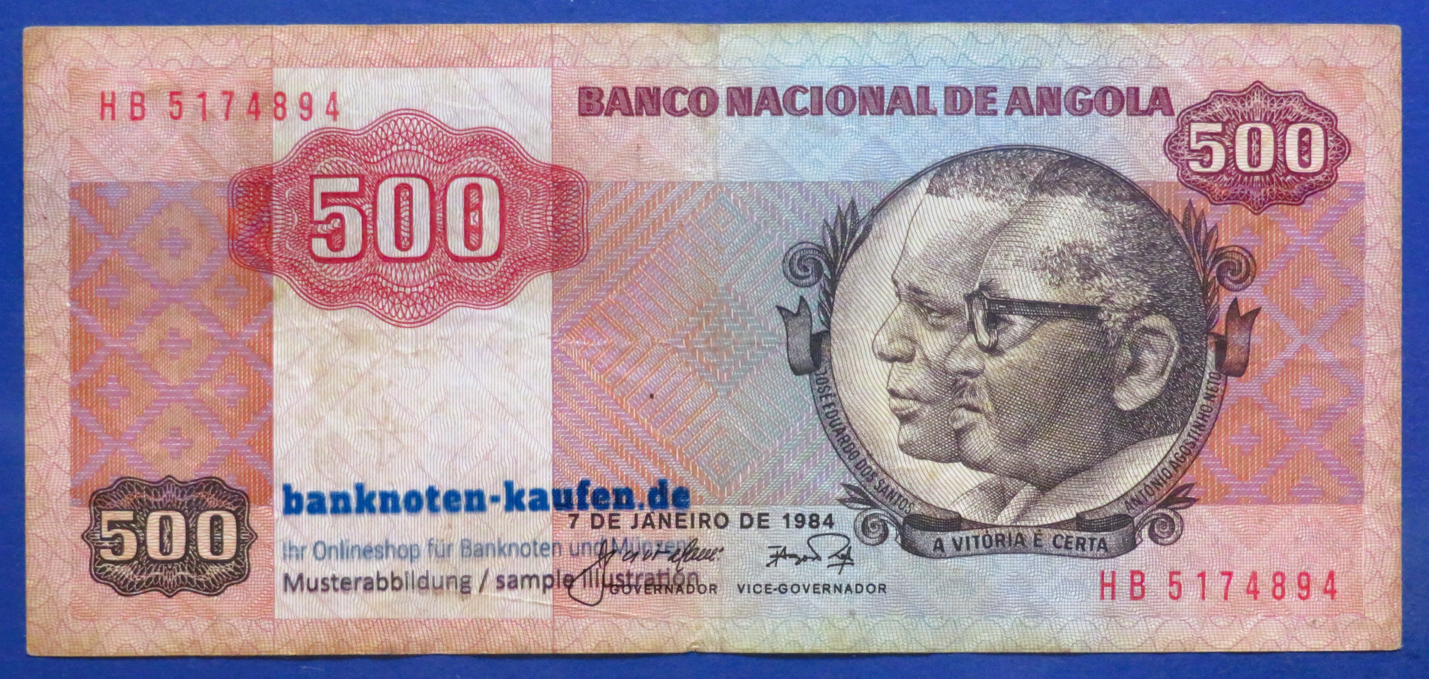 Angola, 500 Kwanzas, 1984, gebraucht (USED / VF), P-120a