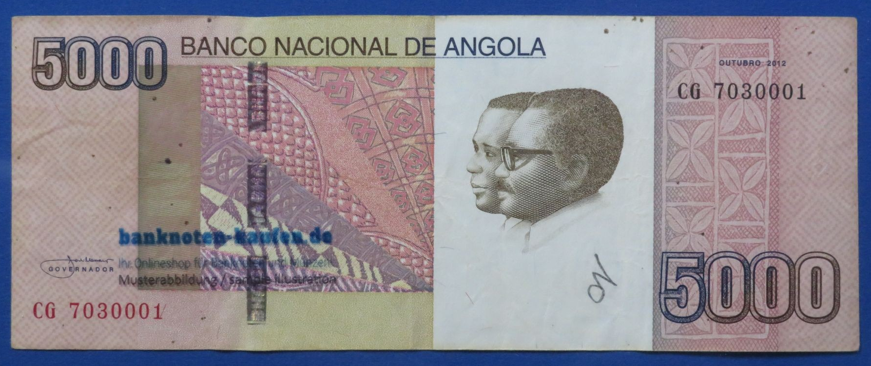 Angola - 5,000 Kwanzas, 2012, circulated (USED / VF), P-158