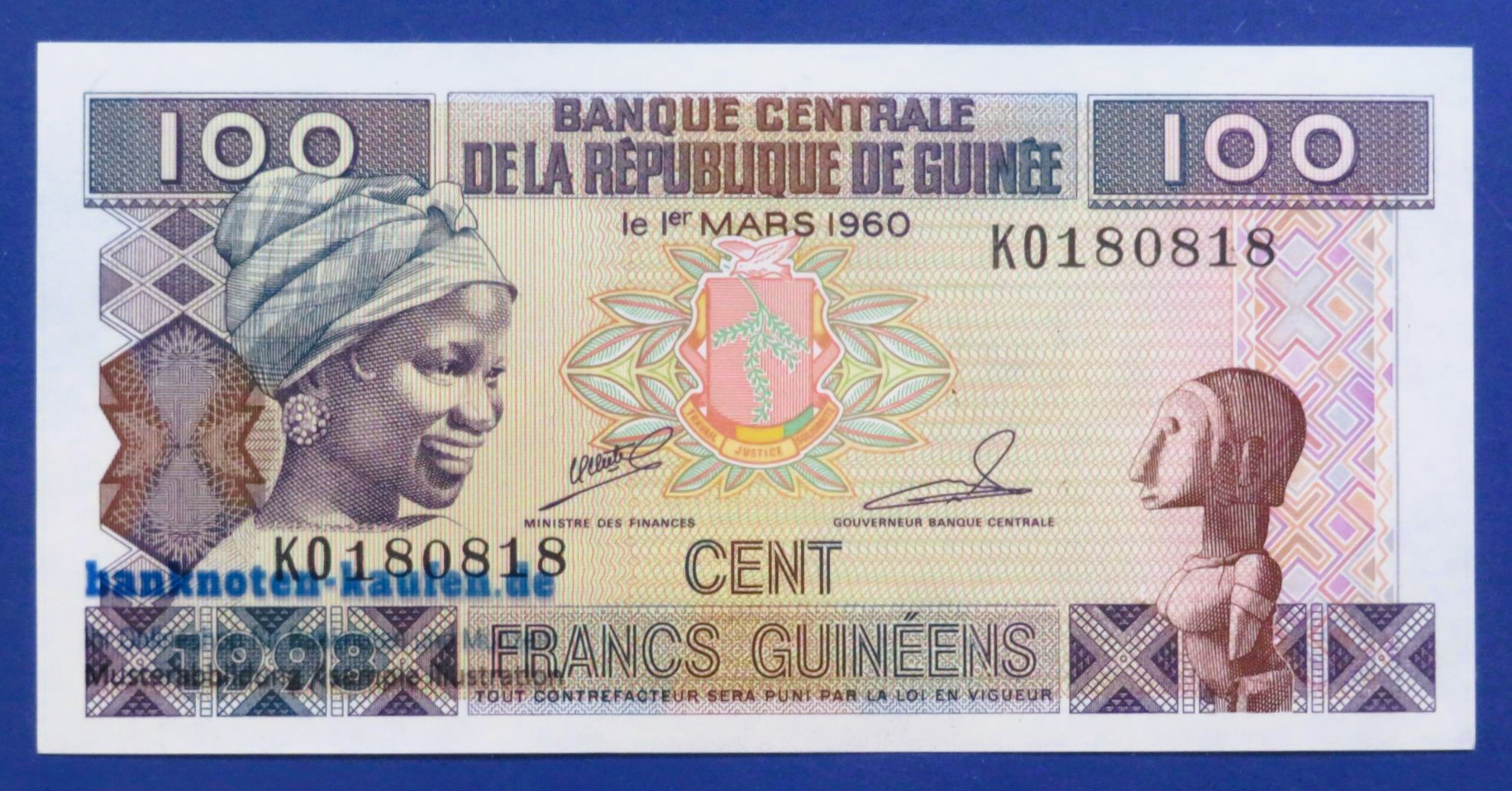 Guinea, 100 Francs, 1998, uncirculated (UNC), P-35