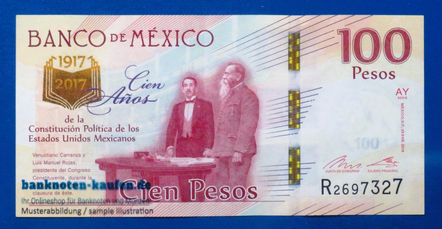 Mexiko, 100 Pesos, 2016, vorzüglich (XF), Gedenkausgabe, P-130