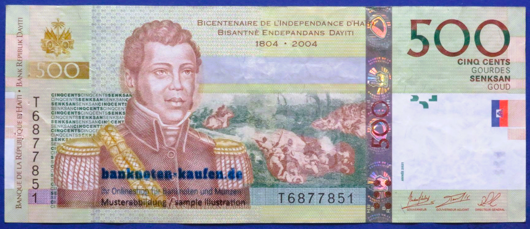 Haiti, 500 Gourdes, 2021, gebraucht (USED / VF), Gedenkausgabe, P-277