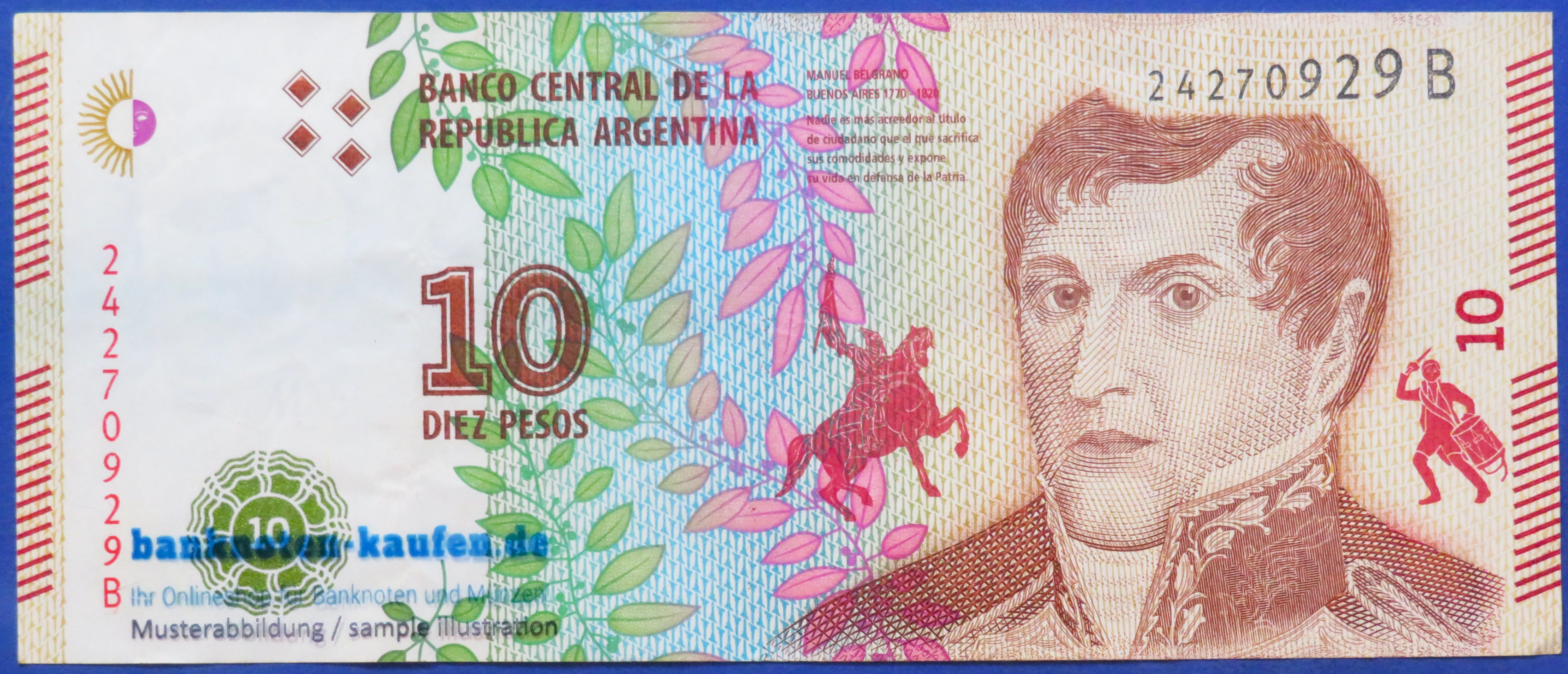 Argentinien, 10 Pesos, 2016ND, gebraucht (USED / VF), P-360