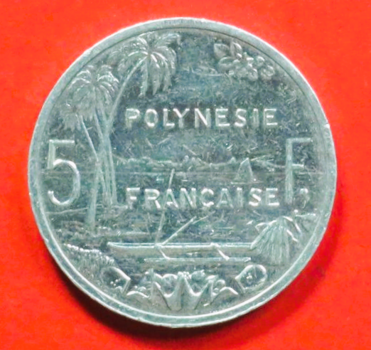 französisch Polynesien: 5 Francs, 1975+, gebraucht (used / vz), # 14