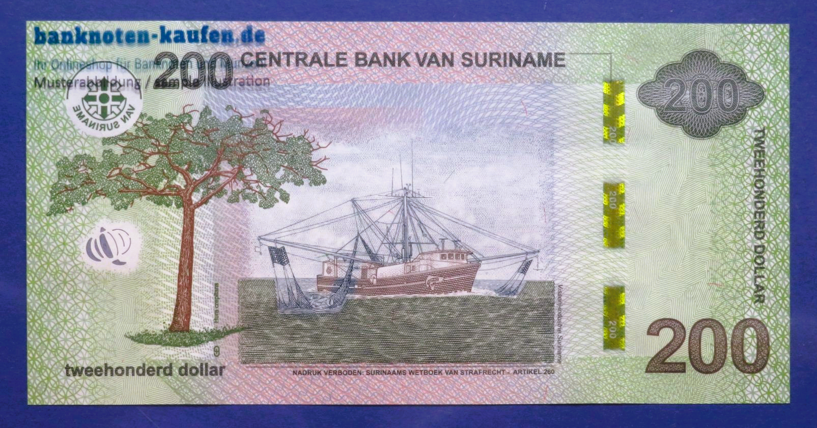 Suriname, 200 Dollars, 2024, kassenfrisch (UNC), P-166A