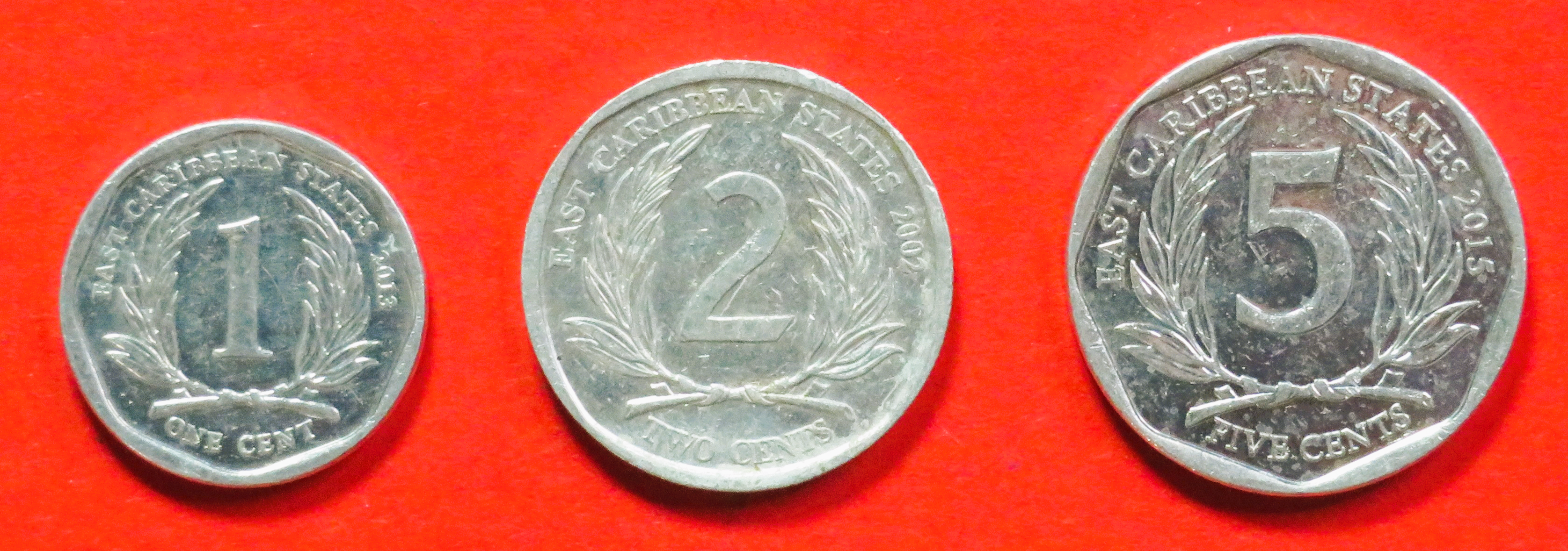 Ostkaribische Staaten - Set 3: 1/2/5 Cents, 2002+, gebraucht (used / ss-vz), # 35-37