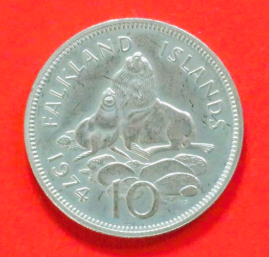 Falkland Inseln: 10 Pence, 1974-1992, gebraucht (used / ss+), # 5