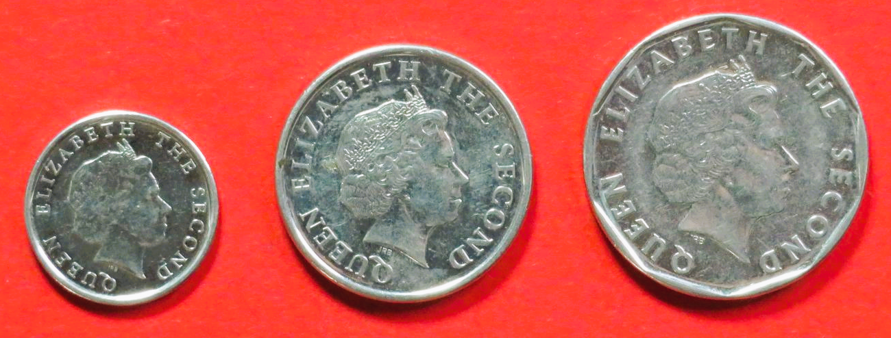 Ostkaribische Staaten - Set 5: 10/25Cents + 1 Dollar, 2009+, gebraucht (used / ss+), # 38a-40a