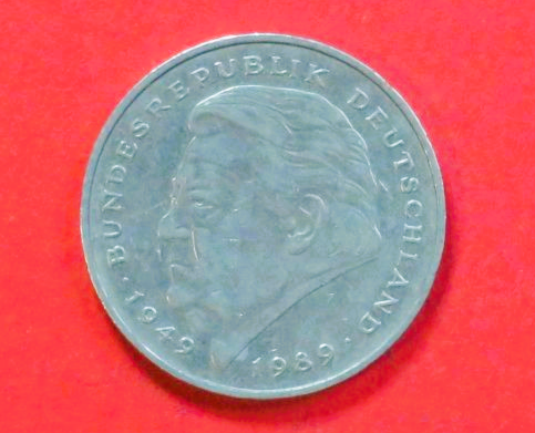 Bundesrepublik Deutschland: 2 Deutsche Mark, 1990-2001, gebraucht (used / ss), # 174
