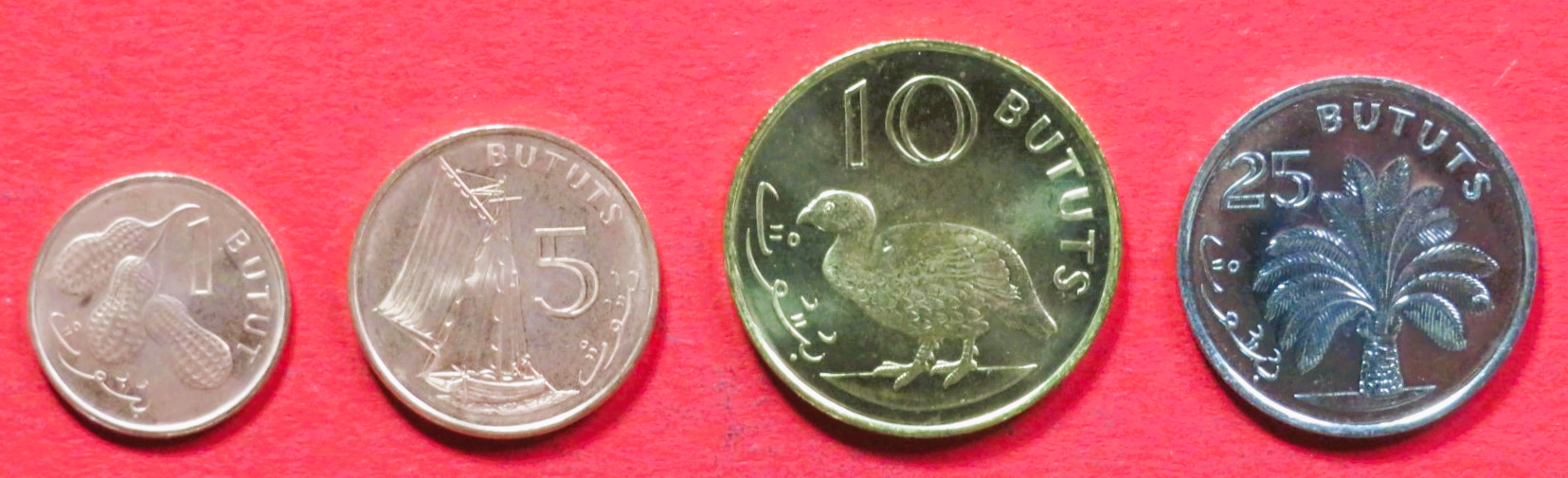 Gambia, 1/5/10/25 Bututs, 1998, unzirkuliert (unc), # 63-66