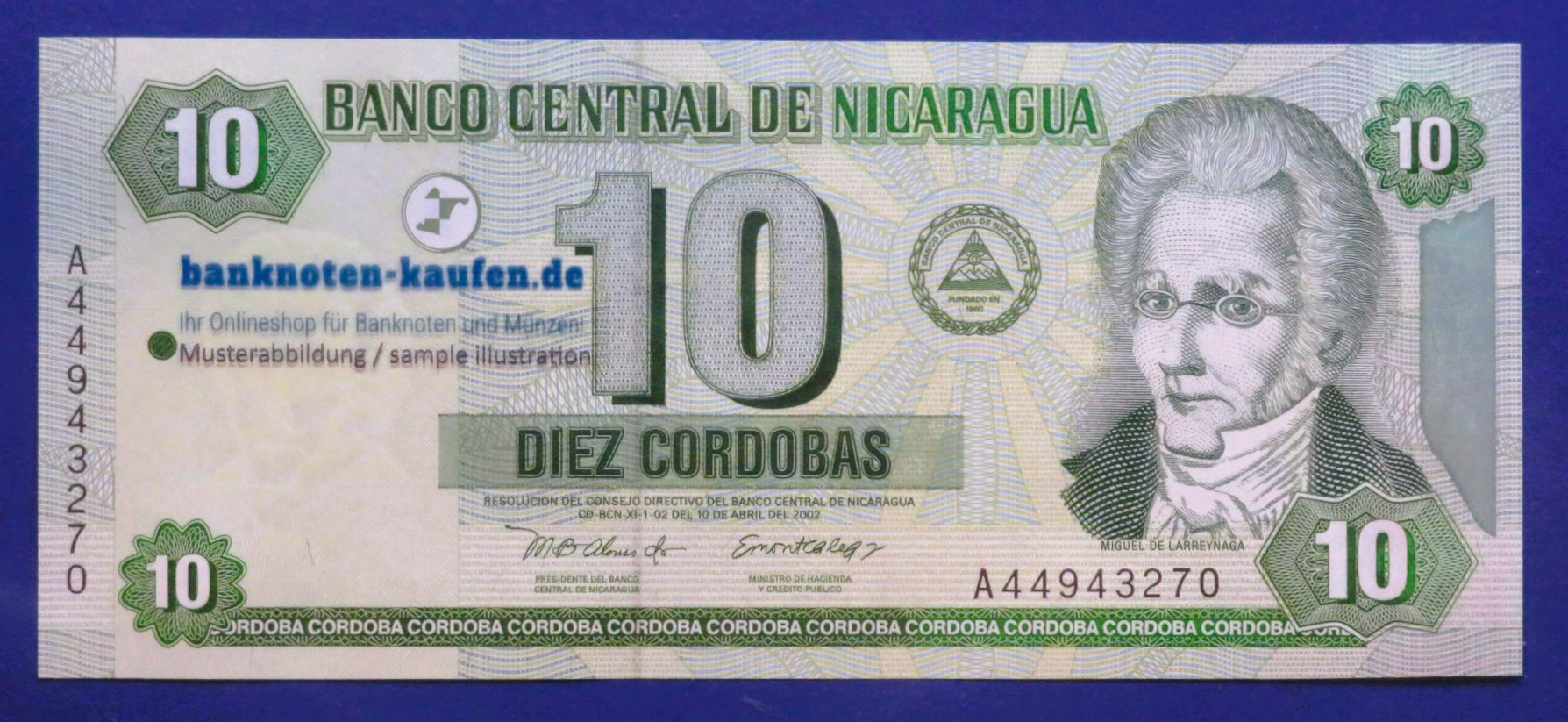 Nicaragua, 10 Cordobas, 2002, uncirculated (UNC), P-191