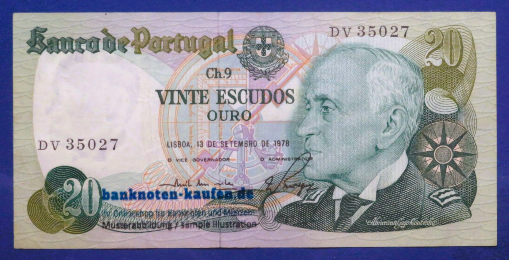 Portugal, 20 Escudos, 1978, gebraucht (USED / VF+), P-176a