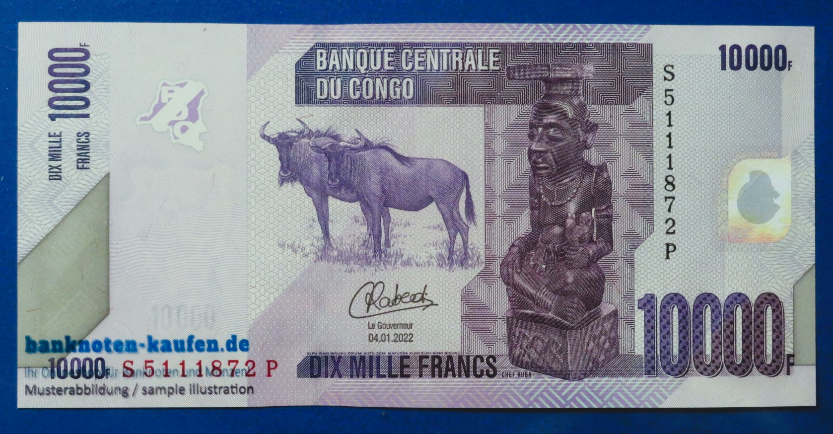 Congo D.R. - 10,000 Francs, 2022, uncirculated (UNC), P-103d