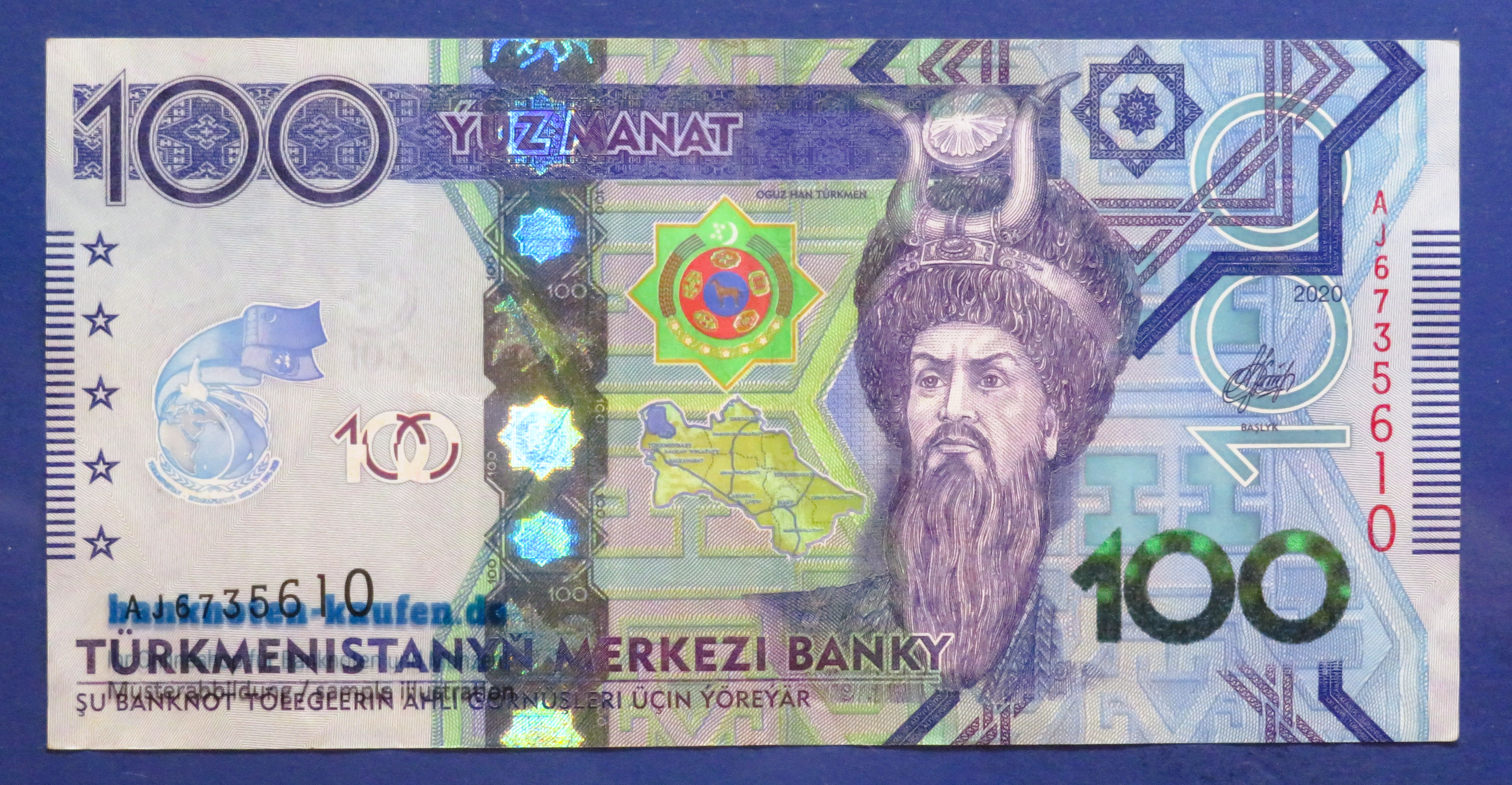 Turkmenistan, 100 Manat, 2020, circulated (USED / VF+), Commemorative issue, P-47