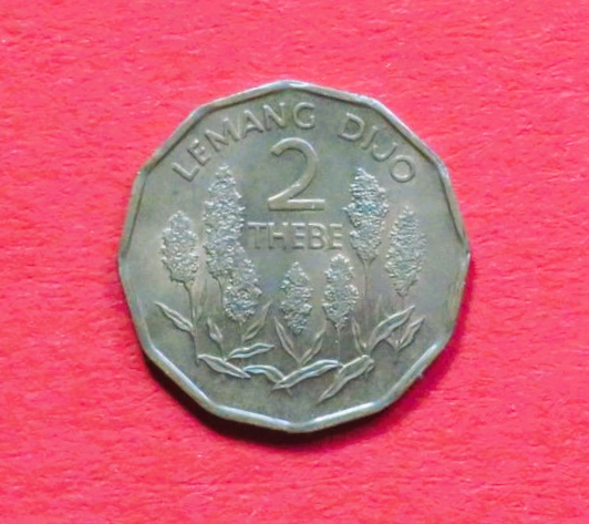 Botswana:  2 Thebe, 1981, gebraucht (used / ss+)