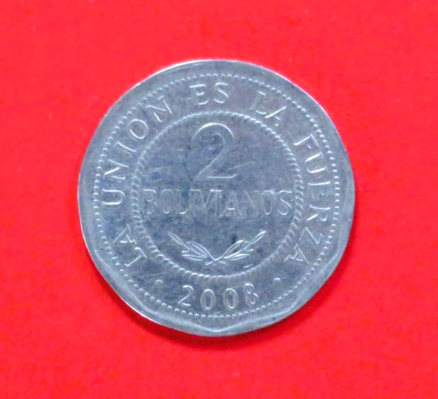 Bolivien, 2 Bolivianos, 1995-2008, gebraucht (used / ss)