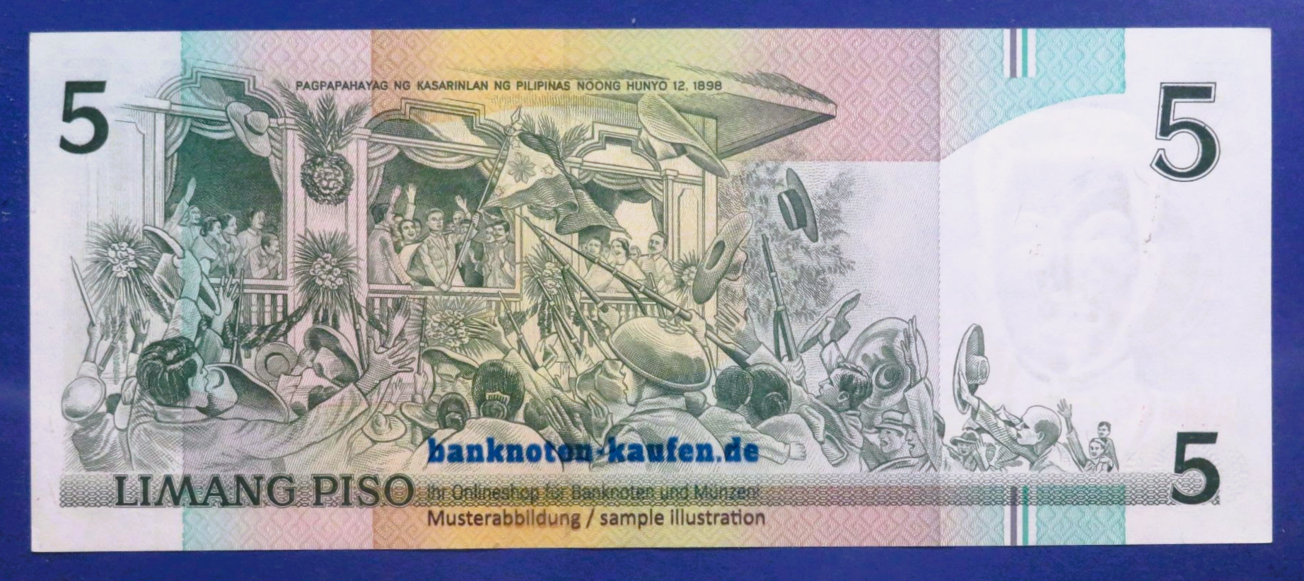 Philippinen, 5 Piso, 1991, fast kassenfrisch (AU), Gedenkausgabe, P-179