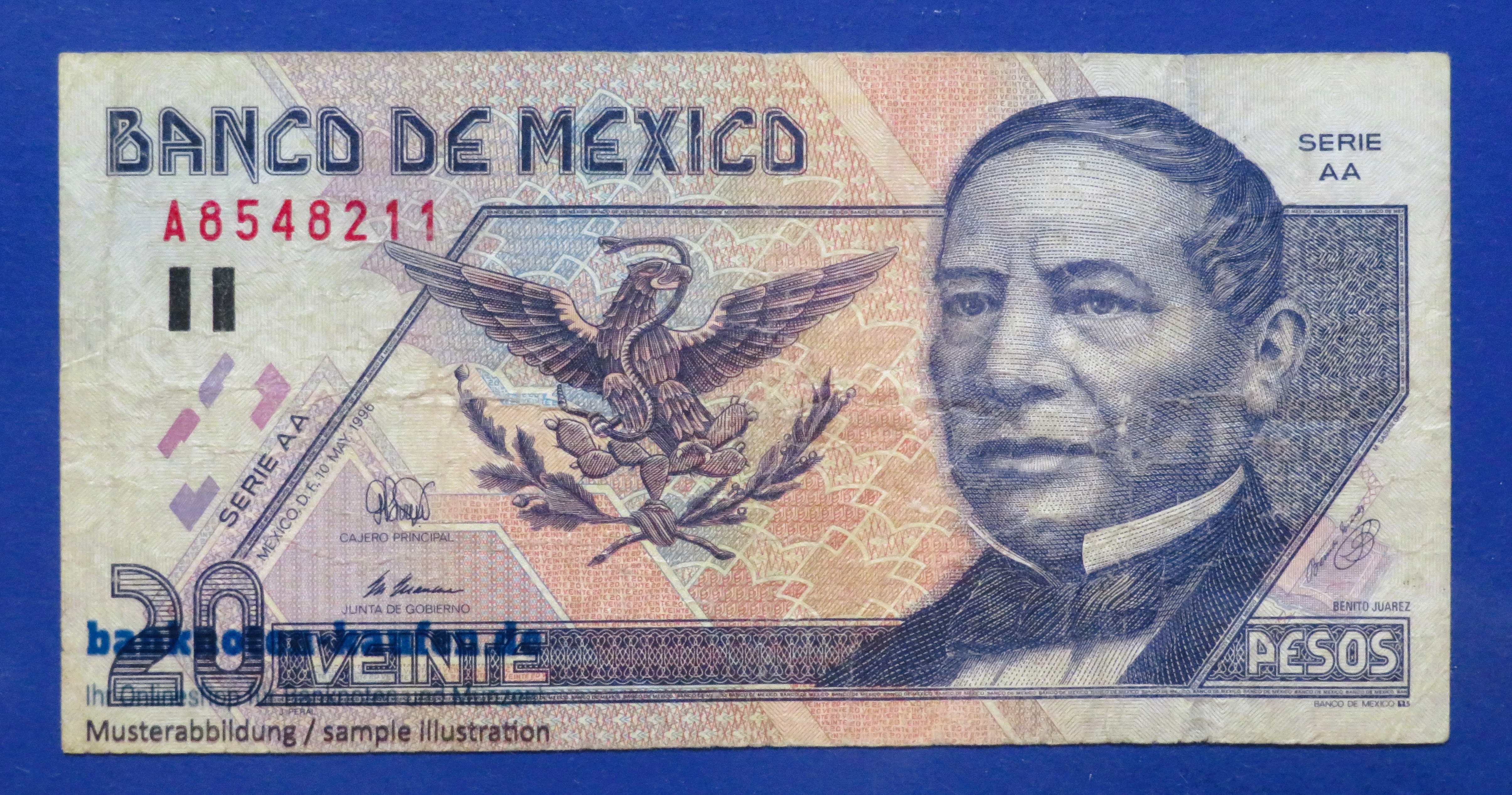 Mexiko, 20 Pesos, 1996, gebraucht (USED / F), P-106b