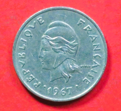 französisch Polynesien: 10 Francs, 1967, gebraucht (used / ss), # 9