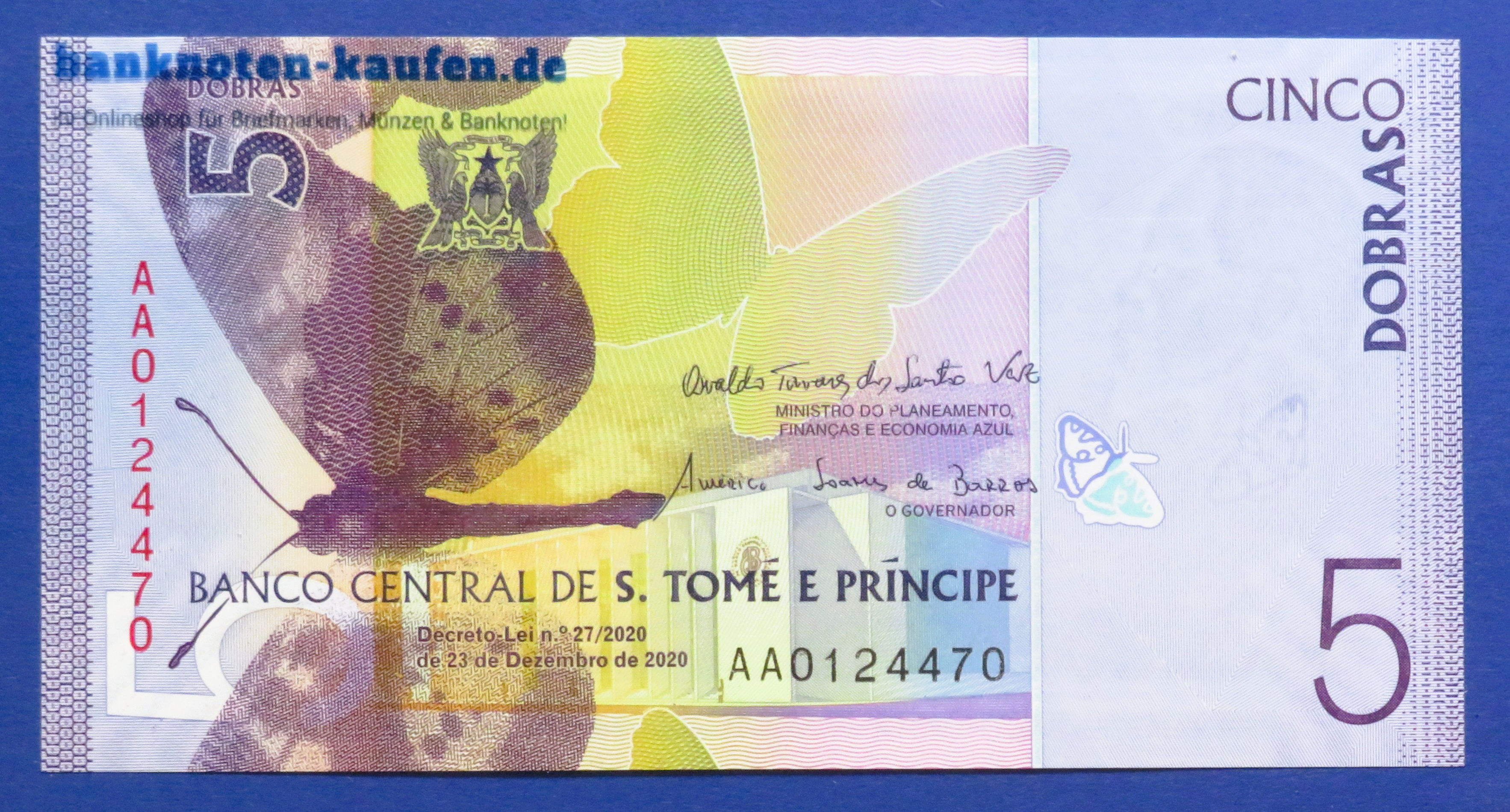 Saint Thomas & Prince, 5 Dobras, 2020, uncirculated (UNC), P-76